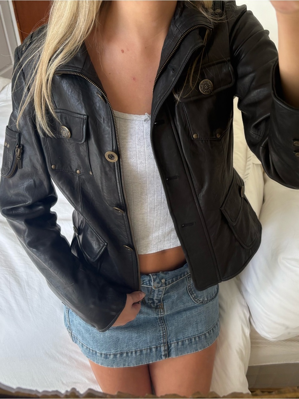 90's y2k 100% leather jacket